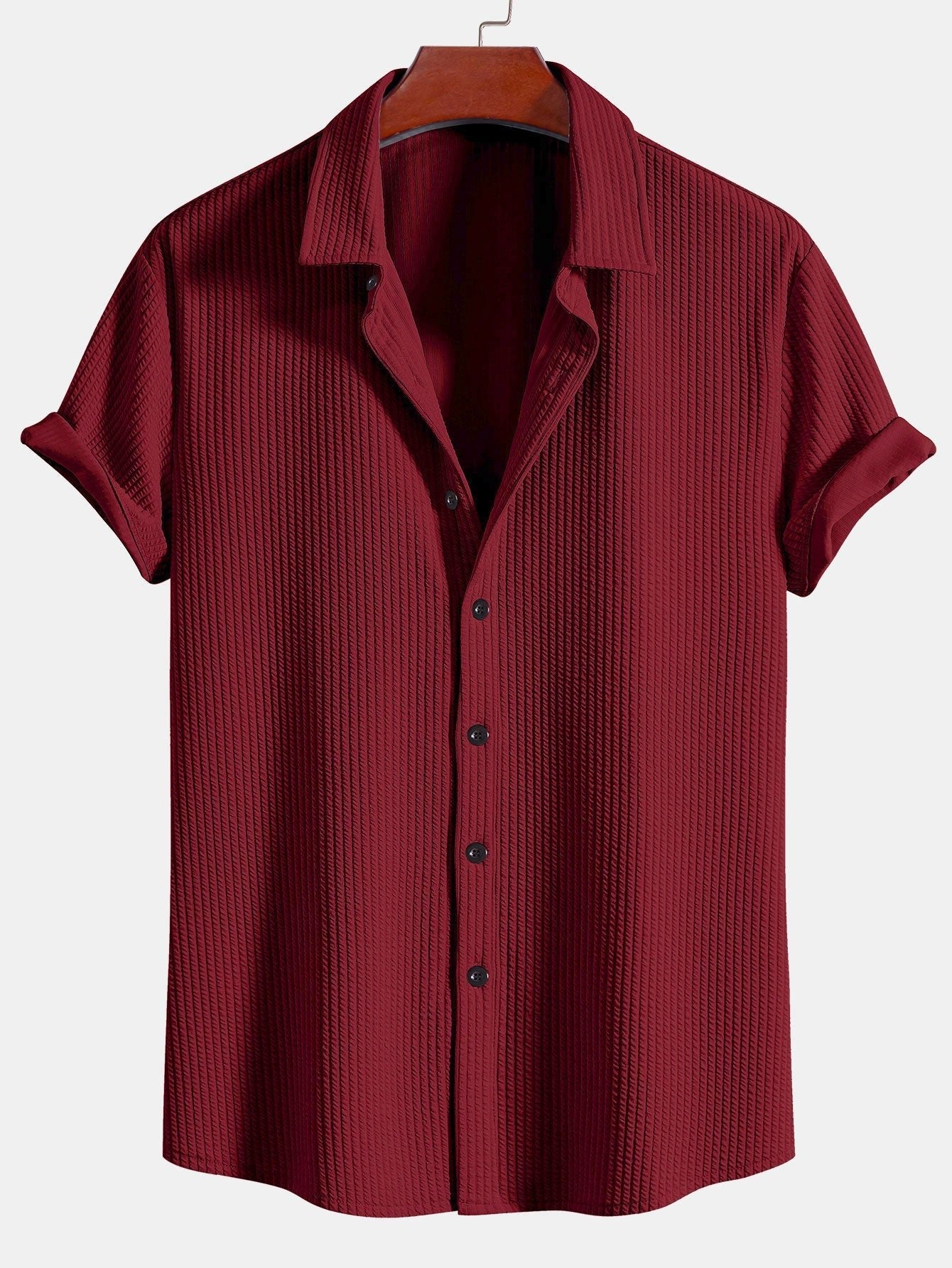 Derada | Geribbeld Button - Up Comfort Shirt - Derada Fashion