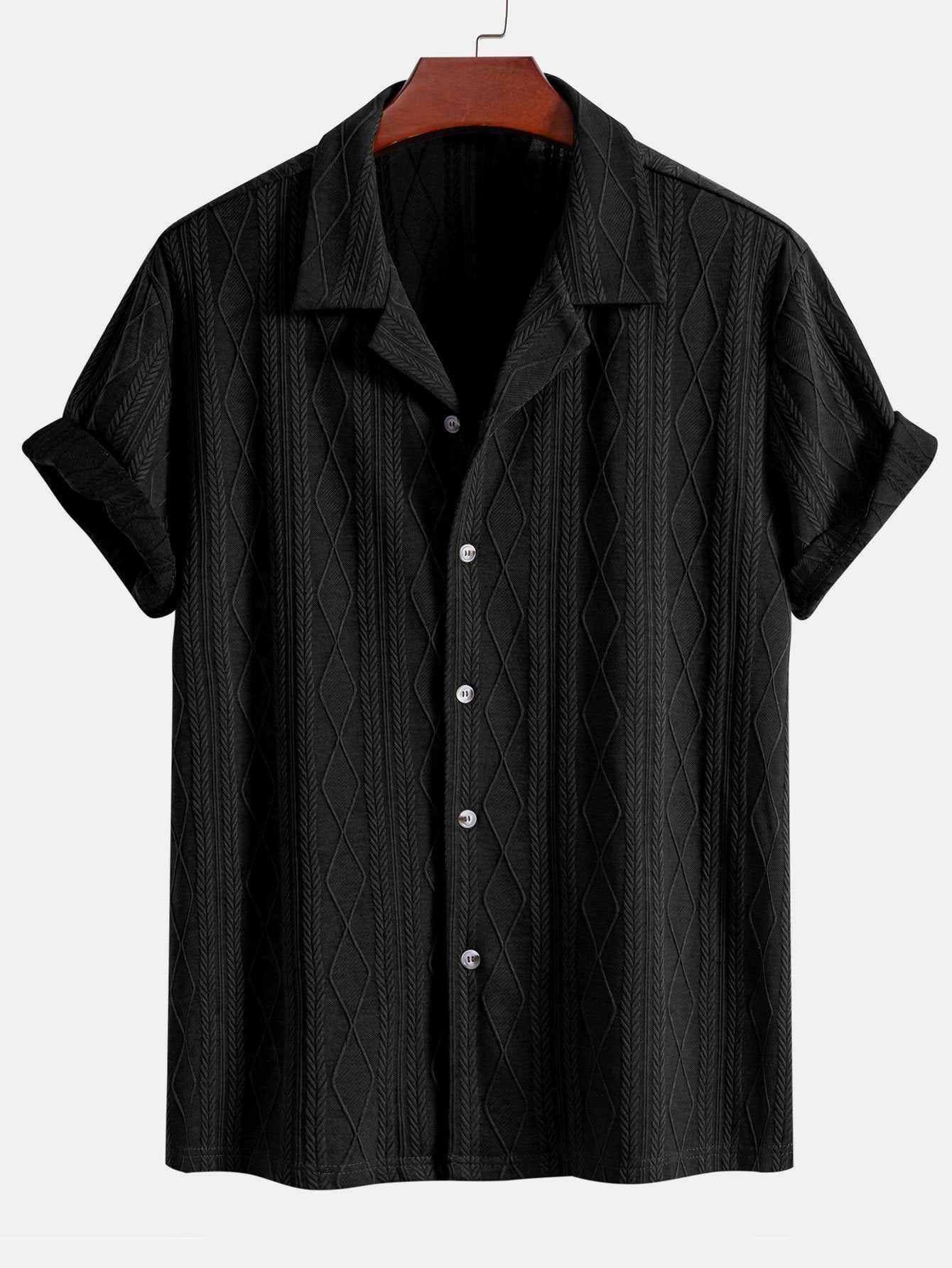 Derada | Rhombus Jacquard Cuban Shirt - Derada Fashion