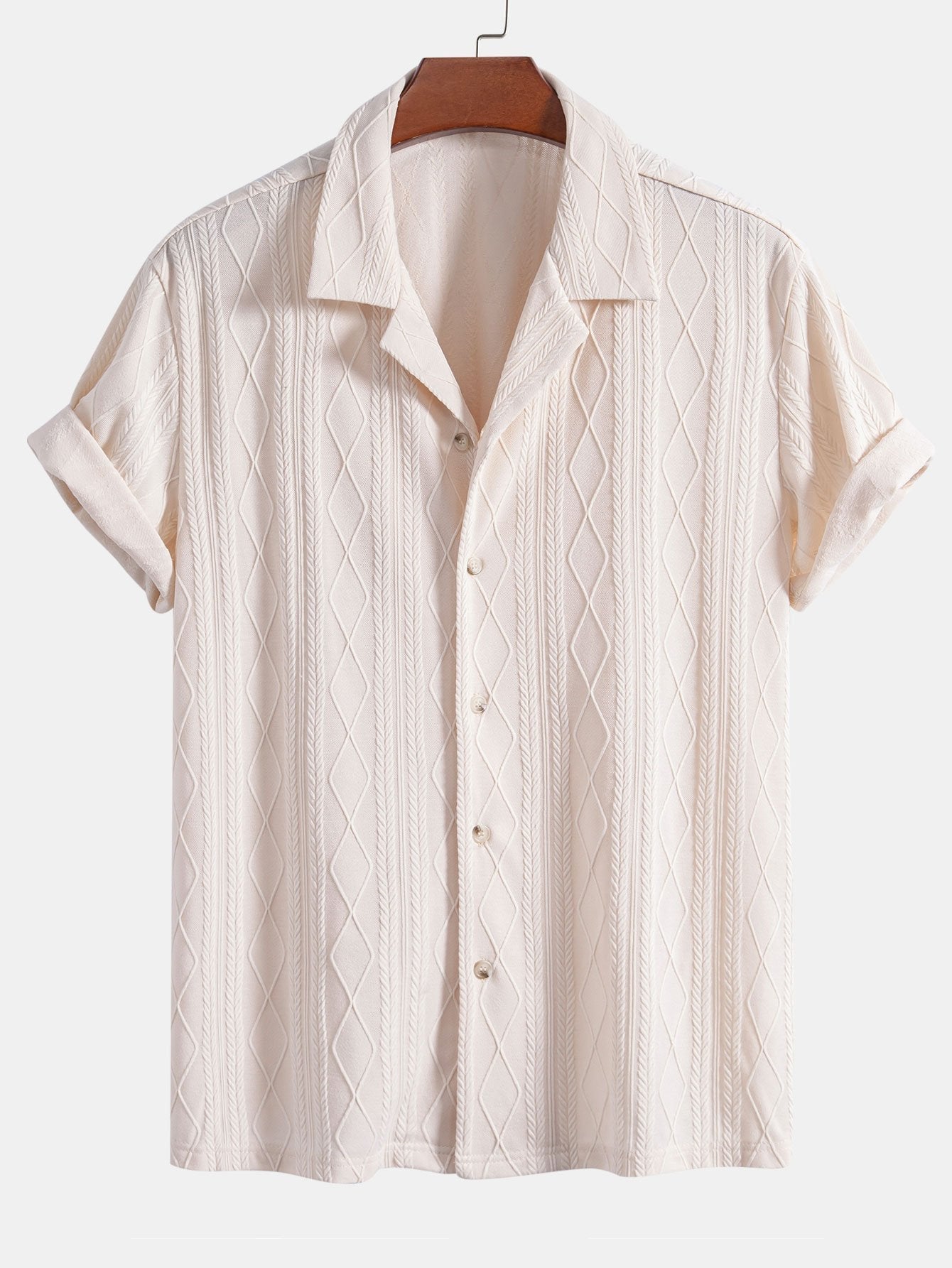 Derada | Rhombus Jacquard Cuban Shirt - Derada Fashion