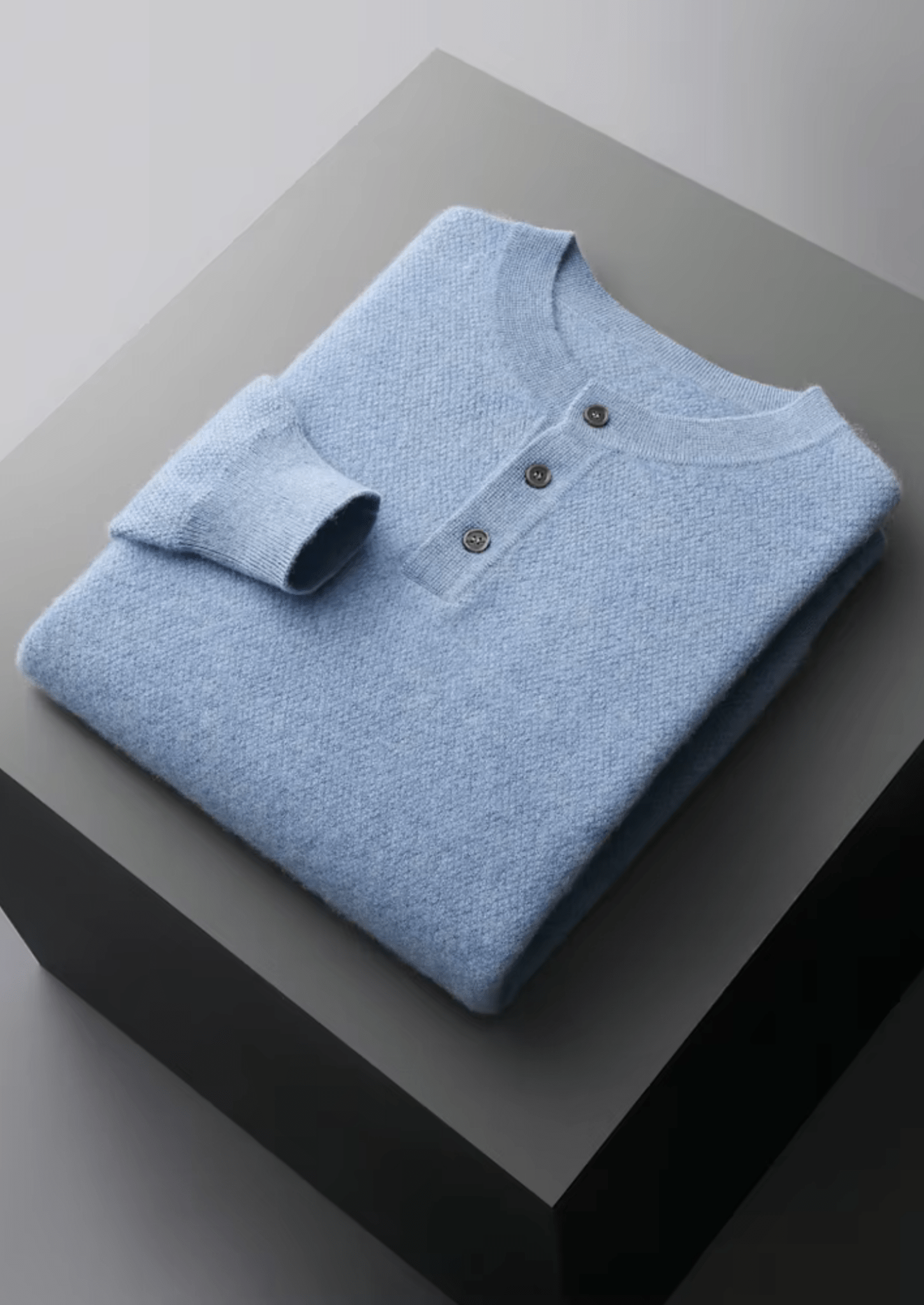 PREMIUM CASHMERE CLASSIC HENLEY SWEATER - Derada
