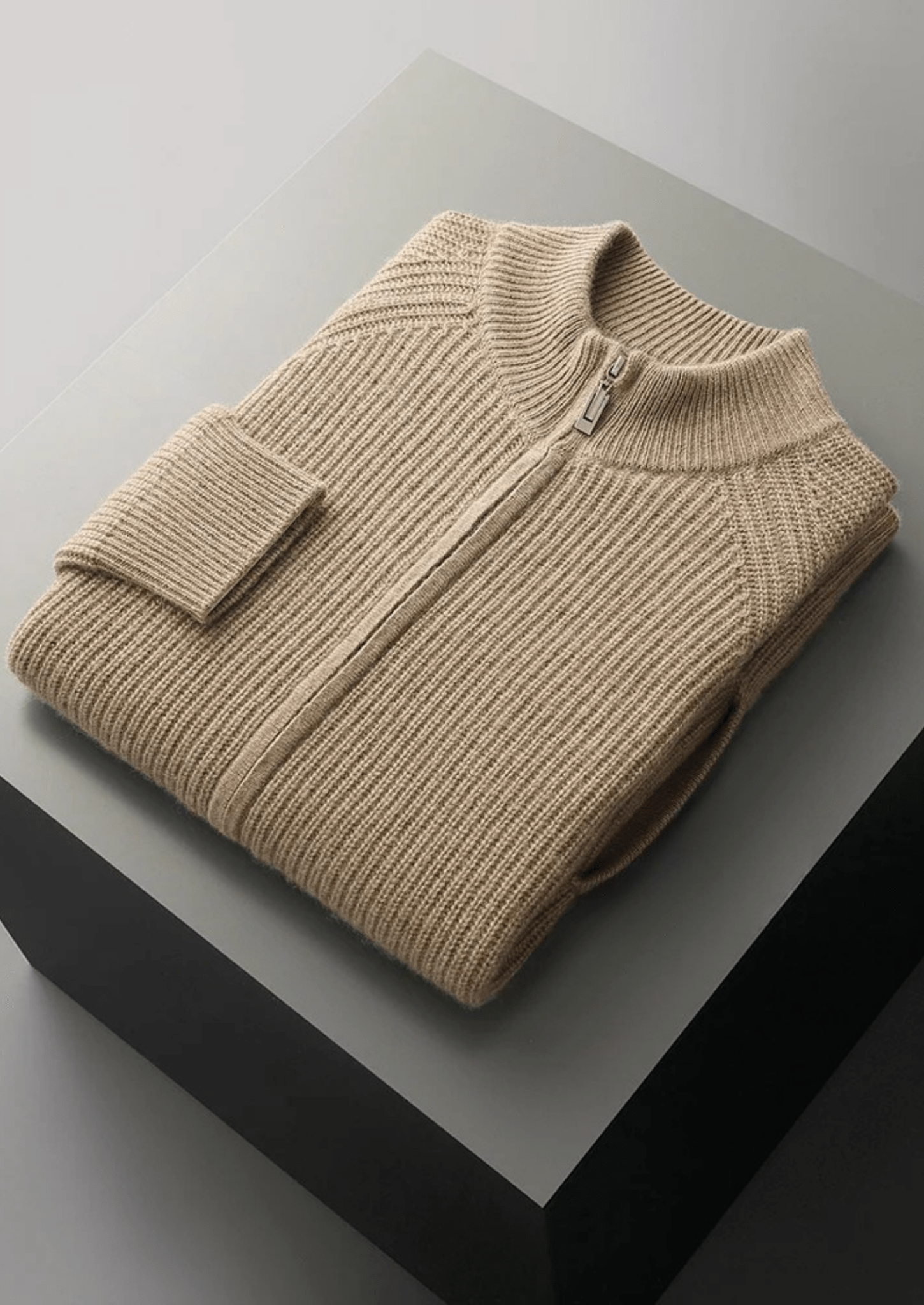 PREMIUM CASHMERE RIBBED CARDIGAN - Derada
