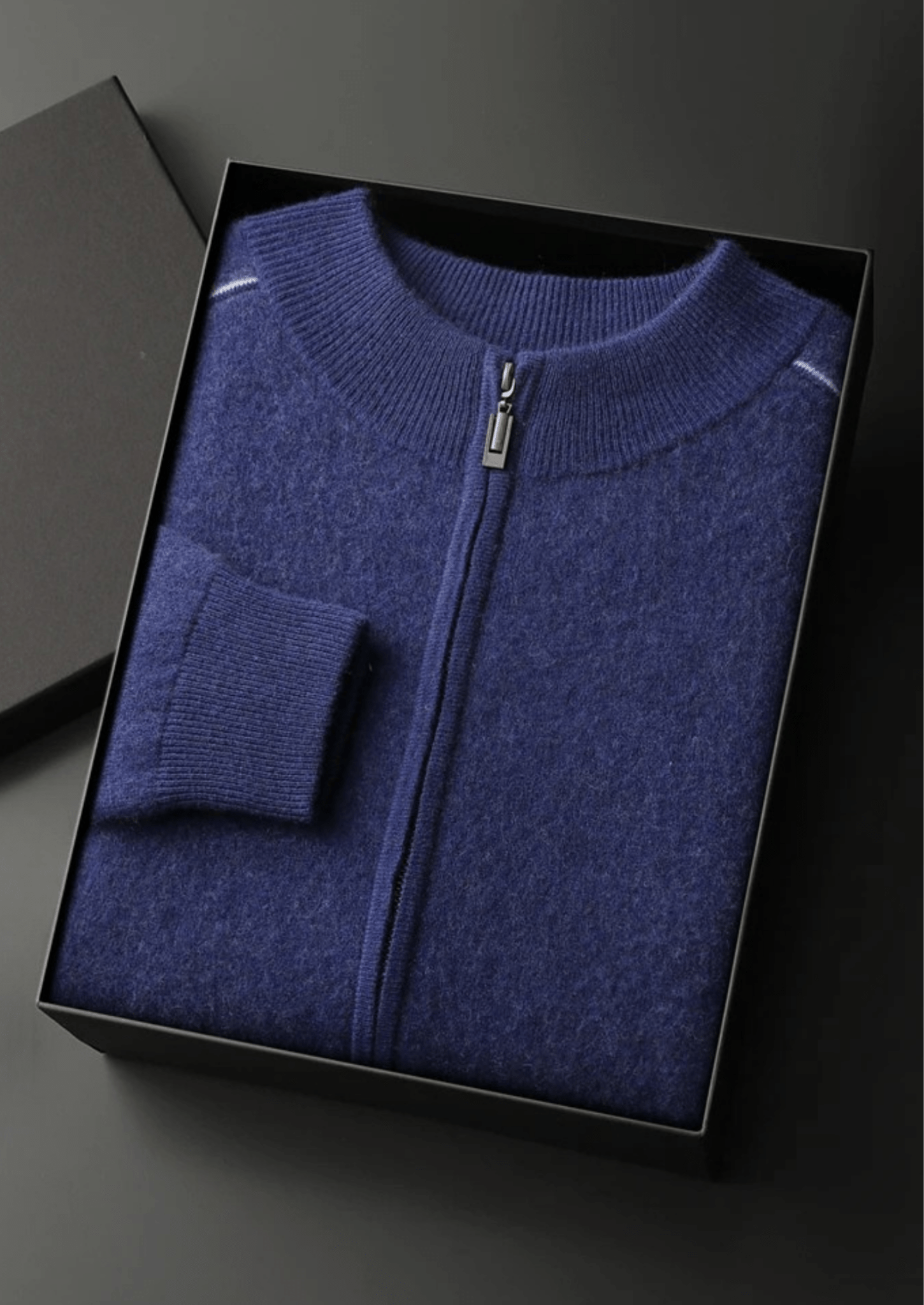 PREMIUM CASHMERE TWO TONE ZIP CARDIGAN - Derada