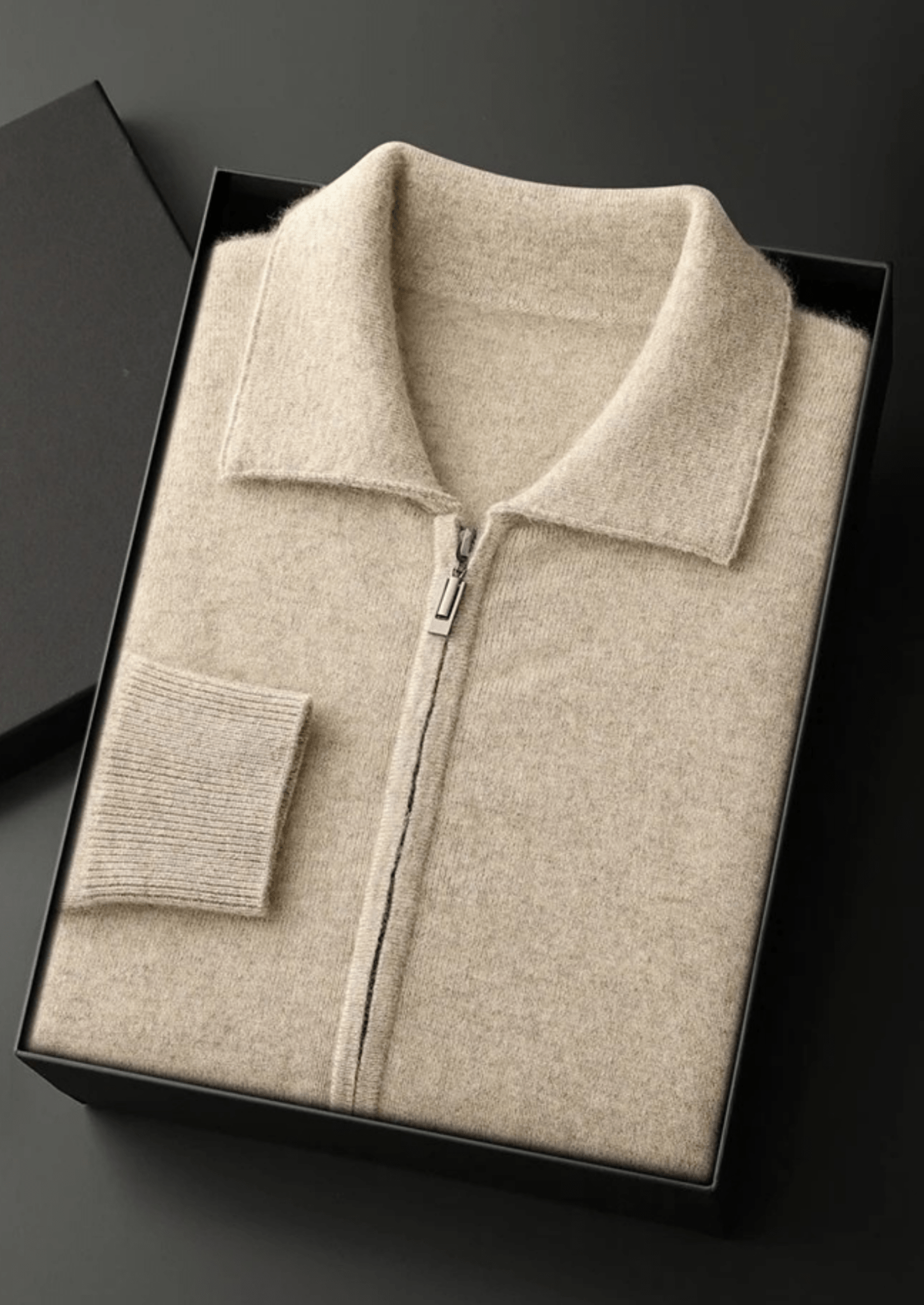PREMIUM CASHMERE ZIP POLO CARDIGAN - Derada