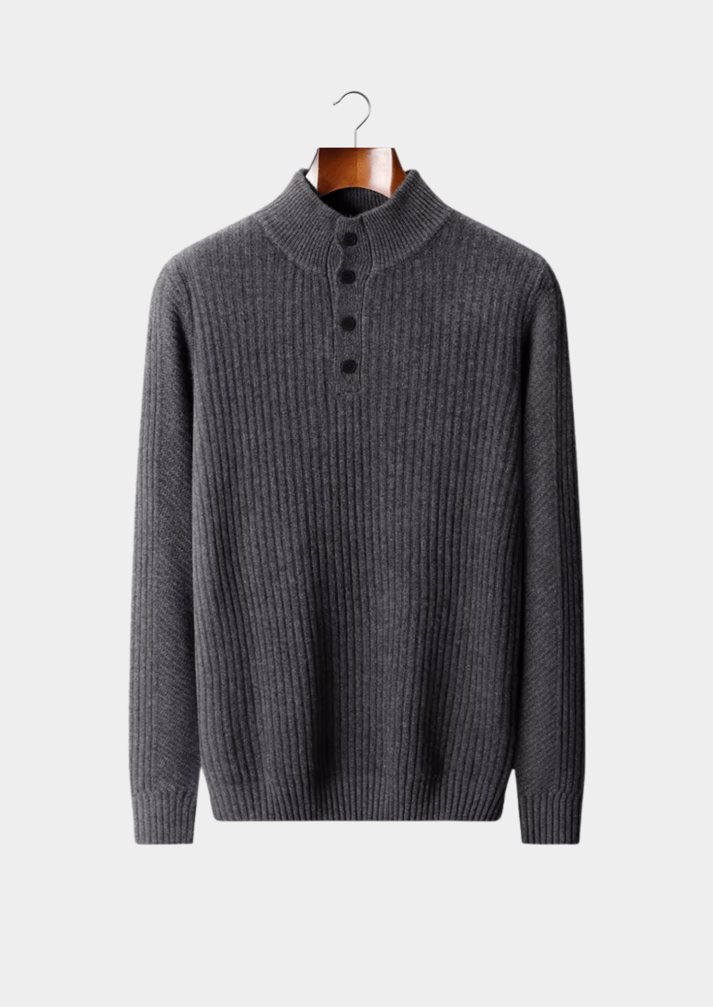PURE EXTRA - FINE MERINO WOOL RIBBED HENLEY SWEATER - Derada