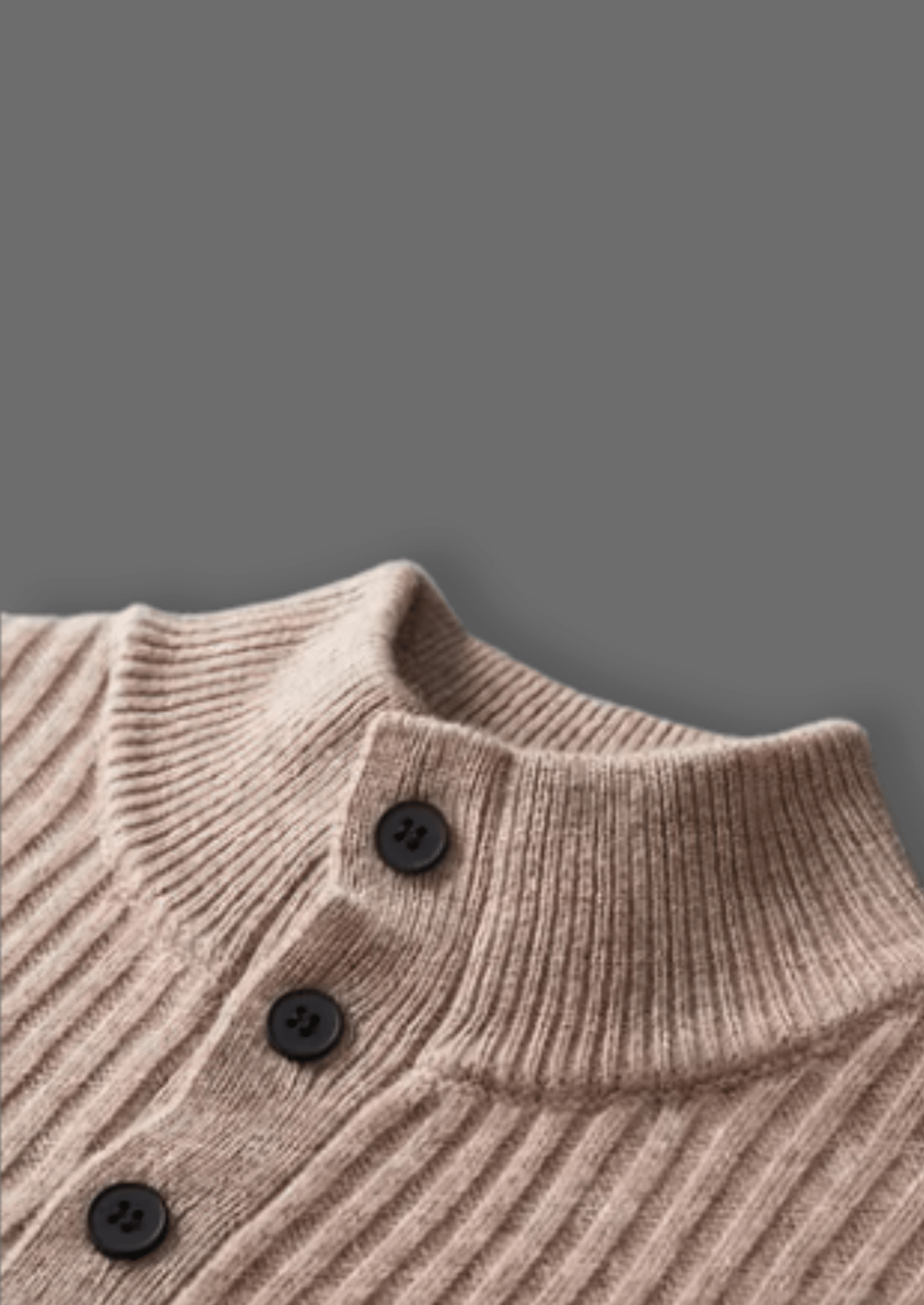 PURE EXTRA - FINE MERINO WOOL RIBBED HENLEY SWEATER - Derada